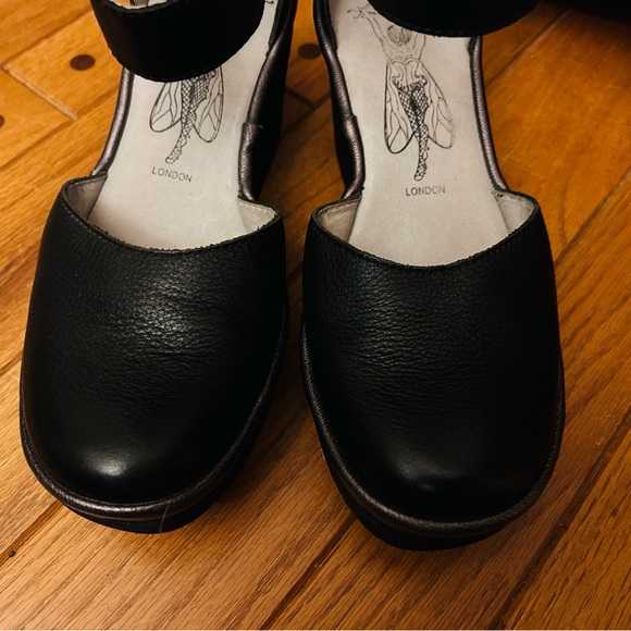 Fly London Ankle Strap Wedge 
Black Leather - Picture 3 of 5